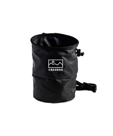 Cragbag Rock Climbing Chalk Bag Made with Lightweight Nylon Material, Belt Strap, Elastic Brush Holder, Carabiner Loop, Anti-Leak Closure System, and Large Zipper Pocket for Cell Phone and Keys