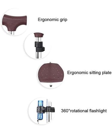 Walking Stick with Seat Adjustable Aluminum Alloy Folding Crutch Stool Walking Cane with Seat Walking Stick Chair Lightweight Arm Cuff Crutch for Standard and Tall Adults for Elderl - Buy Online on GoSupps.com