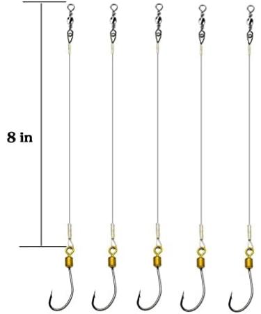Fishing Hook with Leader 5 Hooks Fishing Rig - 7 Strands Nylon Coated Leader | Swivel Snap Hooks | 18# 1 Hook Rig - Buy Online on GoSupps.com