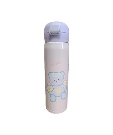 Cute Children Double Wall Thermo Cup Insulated School Kids Water Bottle Stainless Steel 16oz (Pink)