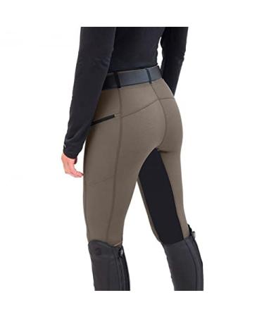 FUAIOKT Horse Riding Pants for Women Tights Exercise Breeches High Waist Sports Riding Gym Yoga Leggings Equestrian Trousers Coffee Small