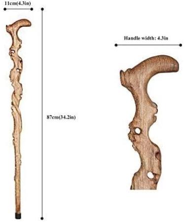 Wooden Cane Solid Walking Stick Walking Cane Handcrafted Wood Cane with Handle Carving Crutch As Gifts for Men and Women for Elderly Seniors - Buy Online on GoSupps.com