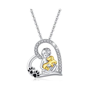 XIXLES Dog Necklace for Women 925 Sterling Silver Love Heart Dog Pendant Necklaces Cute Dog Puppy Jewelry Gifts for Birthday Christmas Dog Lovers Women Girls