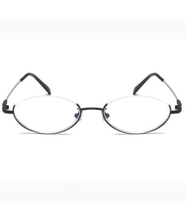 Buli oval reading glasses reading aid glasses 1.5 semi -glasses black semi -roar Reading glasses for women and men Blue light blocked (size: +3.5)