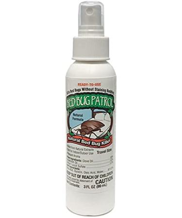 Bed Bug Spray by Bed Bug Patrol - All Natural Bed Bug Killer - Bed Bug Travel Spray - Child & Pet Safe - Plant Based - Non-Toxic - TSA Approved - Recommended for Hotels, AirBnB, RV, Rideshare, Suitcase, Luggage - 3oz Travel Spray 3oz (Travel)