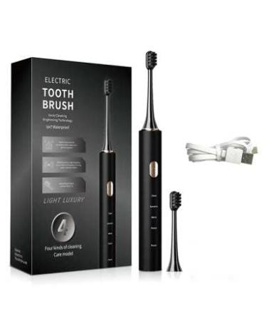 Medium-Soft Bristles Wireless Charge for 30 Days 4 Modes 3 Minutes Smart TimerRechargeable Electric Toothbrush with Pressure Sensor Black