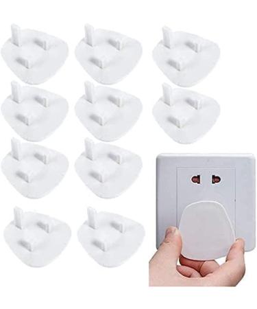 Plug Socket Covers 10 Pcs UK Baby Safety Proofing Electrical Outlet Guard Protectors Caps from Fire & Water Leaking Ideal for Children at Home Office School & Hospitals Sockets (10pc x White)
