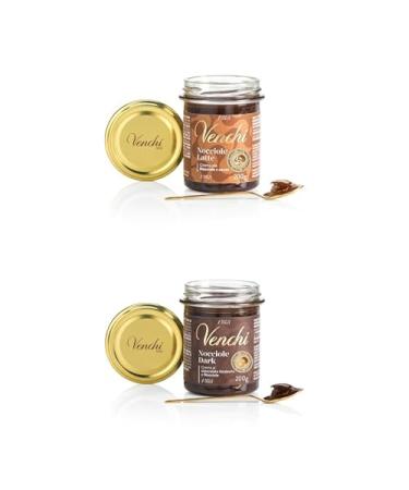 Venchi - P te Tartiner Lait et Noisettes du Pi mont IGP (45%) 200 g et P te Tartiner Noir et Noisettes du Pi mont IGP 200 g Sans Gluten V g talien