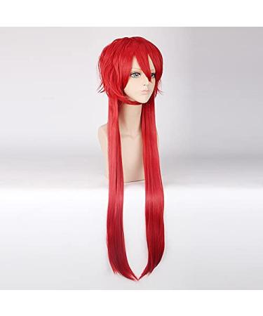 Wig for Grell Sutcliff Cosplay - Long Red Black Butler Costume Wig + Cap | International Shipping Available - Buy Online on GoSupps.com