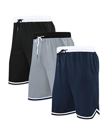 OPALOS 2/3 Pack Active Athletic Shorts for Men, Basketball Shorts with Pockets Navy.black.gray-252 Large