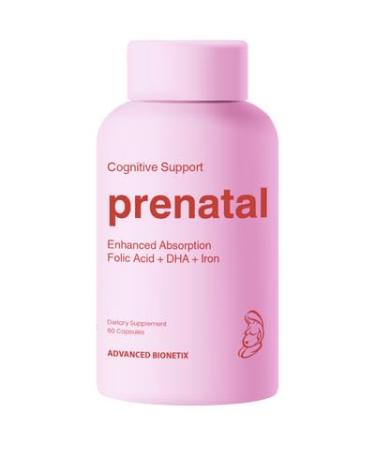 Advanced Bionetix Bio-Available Prenatal Vitamins for Women Natural Methylated Folate Folic Acid DHA Omega 3. Multivitamin Pre During & Post Pregnancy