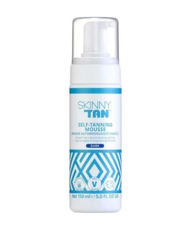 Skinny Tan Dark Mousse 150ml Instant Fake Tan Mousse Coconut and Vanilla Aroma Cruelty Free & Vegan Skincare for Radiant Natural Glow - Easy to Apply