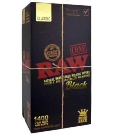 RAW Black Classic King Size Pre Rolled Cones - 1400 Count - Buy Online on GoSupps.com