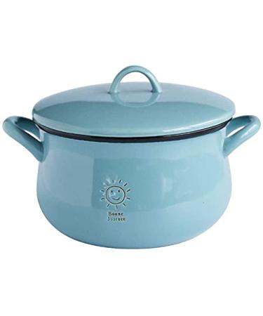 Bowl 6 Inch Binaural Soup Bowl with Lid Cute Blue Ceramic Instant Noodles Bowl Fruit Bowl Soup Pot Child Tableware Kitchenware