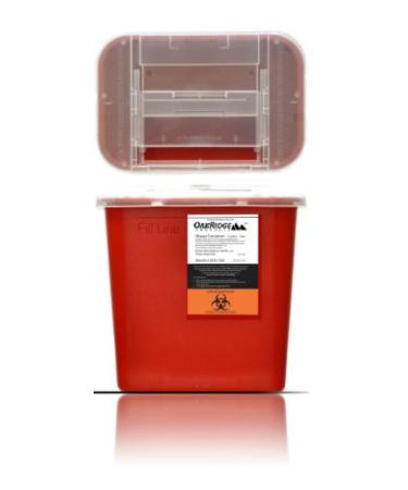 OakRidge Products 2 Gallon Size | Sharps Disposal Container | Holds hundreds of needles | Approved for home use