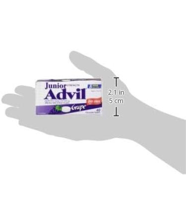 Junior Strength Advil Dye Free Chewable Tablets Grape Flavour 40 Count - Buy Online on GoSupps.com