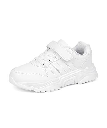 DVTENI Unisex-Child White Boys Girls Shoes Antiskid Tennis Sneakers Outdoor Casual Kids Shoes Running Shoes(Toddler/Little Kid/Big Kid) 4 Big Kid White