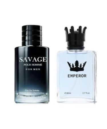Savage Pour Homme (EDP) & Emperor Cologne For Men (Edt) Fragrance for Men 3.4 Fl Oz Each (Pack of 2)