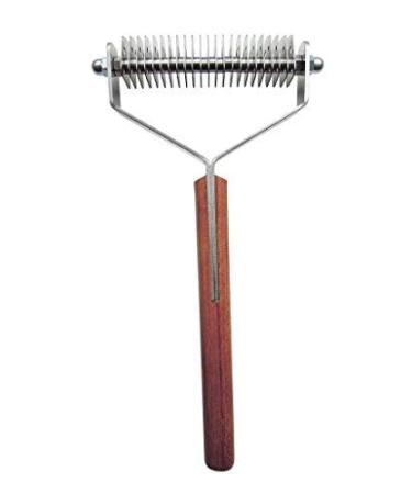 Mars Coat King Dematting Undercoat Grooming Rake Stripper Tool for Dogs and Cats, Stainless Steel with Wooden Handle, Made in Germany 23-Blade Double Wide