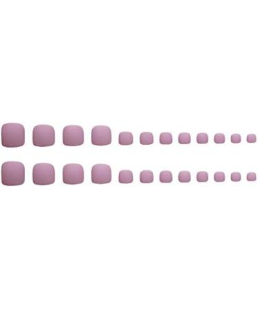 24pcs French Matte Fake Toenails for Women Short False Toenails with Full Cover Design Sticker On Toe Nail Artificial Toenails Glue On Toe Nails for Women Pink - Buy Online on GoSupps.com
