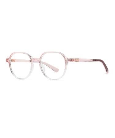 Zhuyiqz retro round computer reader anti blue light HD reading glasses clear view flat light light mirror presbyopia glasses (color: pink size: +150) +150 pink