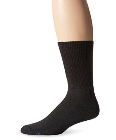 MediPEDS Women's Diabetic Extra Wide Non-Binding Ribbed Top Crew Socks with Coolmax  1 Pair 10-13 Black