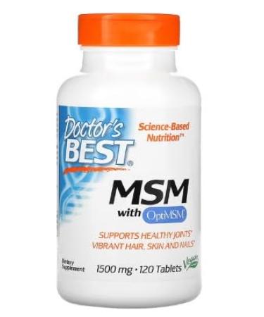 Doctor's Best MSM with OptiMSM Vegan, 1500mg - 120 Vegetable Capsules - Support for Joint Mobility