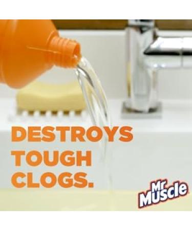 Mr Muscle Drain Unblocker Sink & Drain Cleaner Fast Acting Heavy Duty Drain Gel Dissolves Clogs Works 3x Better Than Bleach Safe for All Pipes 1L - Buy Online on GoSupps.com