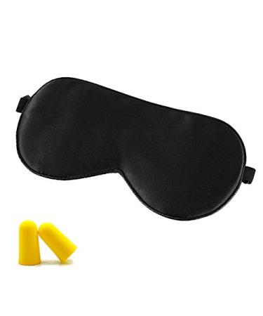 Sleep Eye Mask for Women Men Silk Sleeping Mask with Adjustable Strap Super Soft Comfort Eye Shade Cover for Travel Yoga Nap Blindfold Block Out Light Ultimate Sleeping Aid (Black)