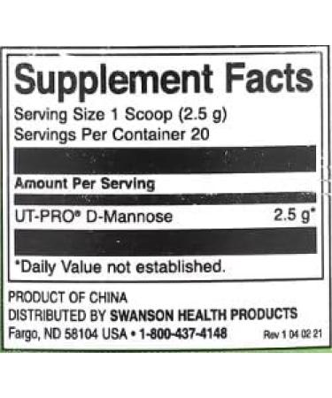 Swanson D-Mannose Powder - 50g | Natural Supplement for Urinary Support and Bladder Health - Buy Online on GoSupps.com