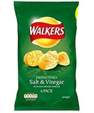 Walkers sel et vinaigre Chips 25 G X 6 Par Pack (Lot de 6)