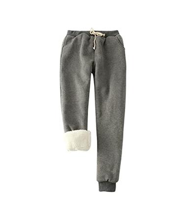 Maqroz Sweatpants Women Baggy Plus Size Pants Sherpa Fleece Lined High Waist Joggers Casaul Active Yoga Pants with Pockets 06-dark Gray Large