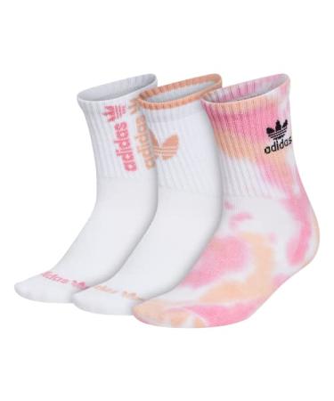 adidas Originals Women's Color Wash Quarter Socks (3-Pair) Medium White/Rose Tone Pink/Ambient Blush Pink