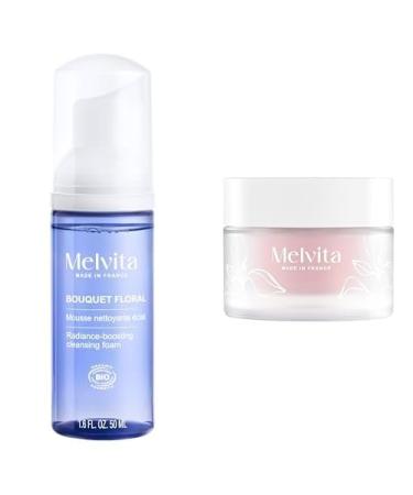 Melvita - Duo Nettoyant et Hydratant - Mousse Nettoyante et Cr me Source de Roses - Fabriqu en France