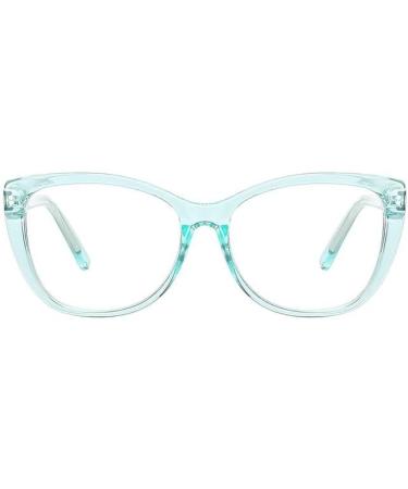 Qinzhenz Stylish Cat Eye Computer Reading Glasses +350 | Anti-Blue Light & Fatigue Relief | Green Oversized Flat Light Mirror Glasses - Buy Online on GoSupps.com