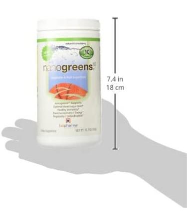Biopharma Scientific NanoGreens Fruit & Vegetable Superfood Powder - Natural Strawberry Flavor | 30 Servings | Spirulina, Chlorella, Kale, Spinach & Enzymes - Buy Online on GoSupps.com