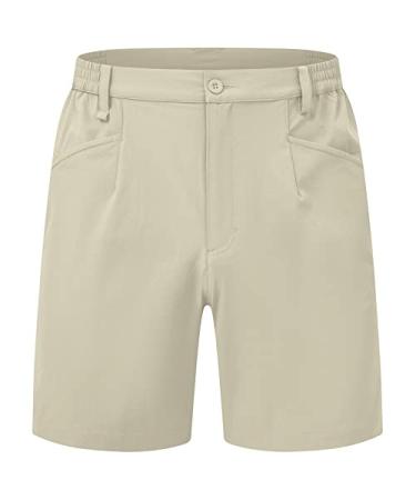 BASUDAM Men's Hiking Shorts Stretch Quick Dry Summer Outdoor Golf Shorts Light Khaki 32