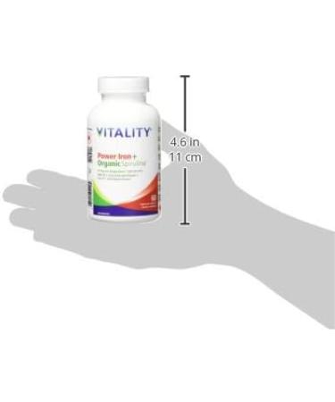 VITALITY Power Iron Organic Spirulina Boosts Energy with Iron Bisglycinate Vitamin B12 Build Blood Boost Energy 60 Capsules - Buy Online on GoSupps.com