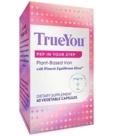 TrueYou Pep in Your Step Plant-Based Iron Supplement with B12, Folate & Vitamin C - 60 Vegetable Capsules - Buy Online on GoSupps.com