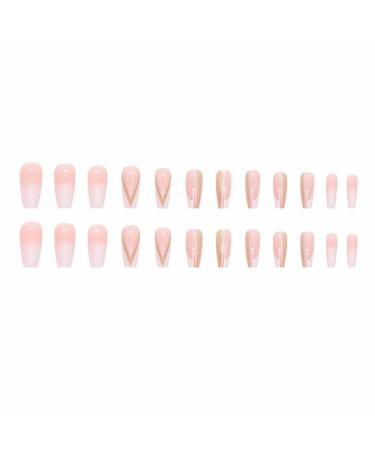 Foccna Pink Fake Nails - French Glitter Acrylic Long Press-On Nails | 24PCS Full Cover Nail Tips for Women & Girls - Buy Online on GoSupps.com