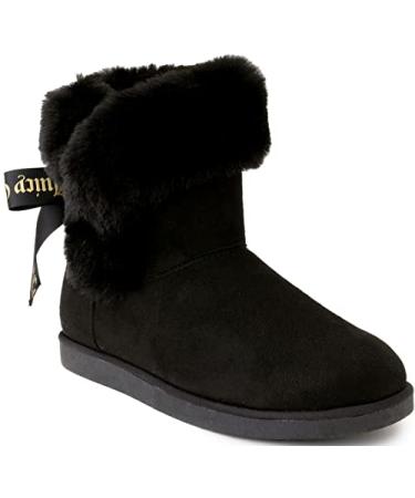 Juicy Couture Women's Slip On Winter Boots Warm Winter Booties 6 Black Micro