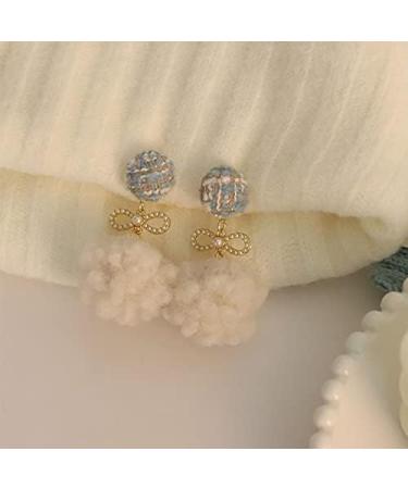 Fashion Earrings Women's Earrings Long Pendant Blue Ball Bow Stud Earrings Women's Jewelry Festival Party Banquet Jewelry Dainty Earrings Fashion Accessories - Buy Online on GoSupps.com
