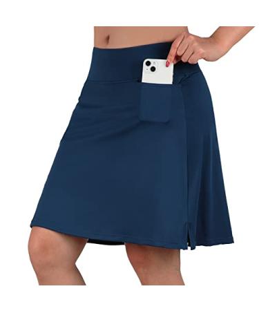 beroy Skorts Skirts for Women,20" Knee Length Skirted for Women,Athletic Skirt with Shorts Navy X-Large