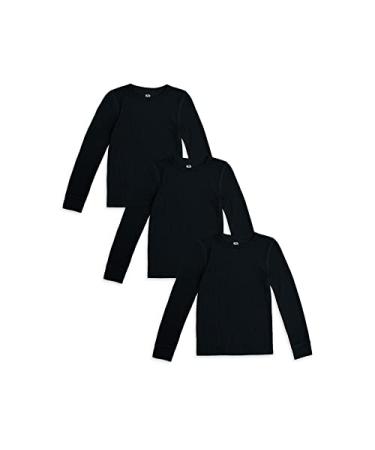 Fruit of the Loom Little Boy's 3 Pack Waffle Knit Thermal Top, 6-7, Black