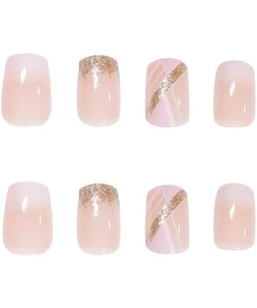 24Pcs/Set Press On Nails Mid Length Pink Gradient Plaid Pattern False Nails Acrylic Fake Nails Full Cover Nails Tips Artificial Finger Manicure Press on nails for Women and Girls - Buy Online on GoSupps.com