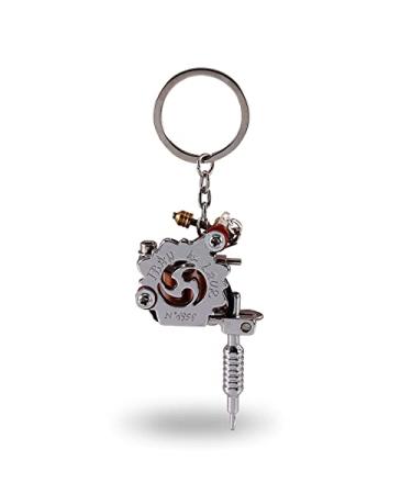 Mini Tattoo Machine Key Chains  Portable Tattoo Gun Model Mini Keychain Pendant Necklace Tattoo Ornament for Tattoo Artists  5.7 x 1.6 in Grey