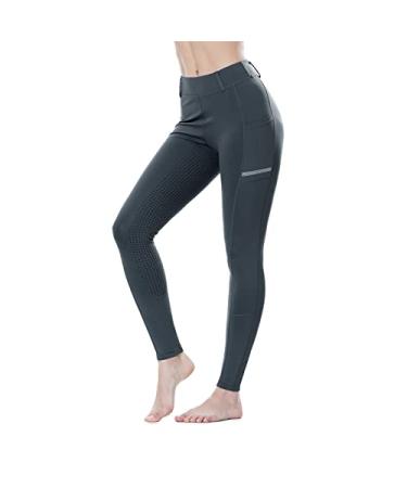 SPOEAR Horse Riding Pants Equestrian Women Full Seat Breeches Horseback Riding Tights Silicone Pockets Grey Small