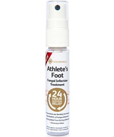 24 Hour Athlete s Foot Fungal Infection Treatment Anti-Bacterial Long-Lasting Relief for Tinea Pedis 25ml Bottle with Easy Application Spray by Goldshield.