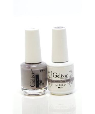Gelixir matching color & nail lacquer Battleship Grey -036