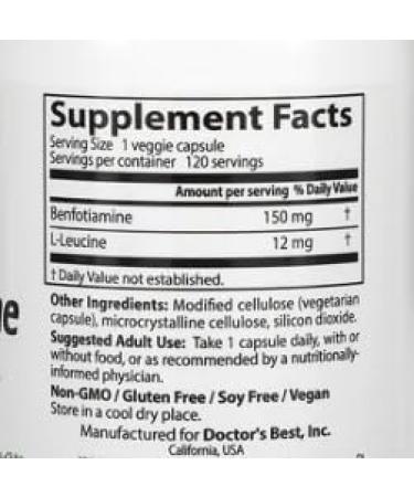 Doctor's Best Benfotiamine with BenfoPure - 150mg 120 Vegetable Capsules | Powerful Metabolic Support & Antioxidant - Buy Online on GoSupps.com